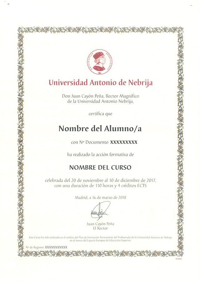 Titulación Avalada por la Universidad Nebrija